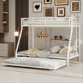Gdfstudio Square Tube Metal Full Bunk Bed With Ladder Trundle