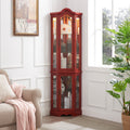Gdfstudio Storage Corner Curio Cabinet With Lighted Glass Shelves