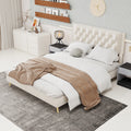 Gdfstudio Suede Soft Package Bed With Tufted Headboard