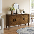 Gdfstudio Sunridge Farmhouse Rustic Wooden Credenza Storage Cabinet With Sunburst Doors