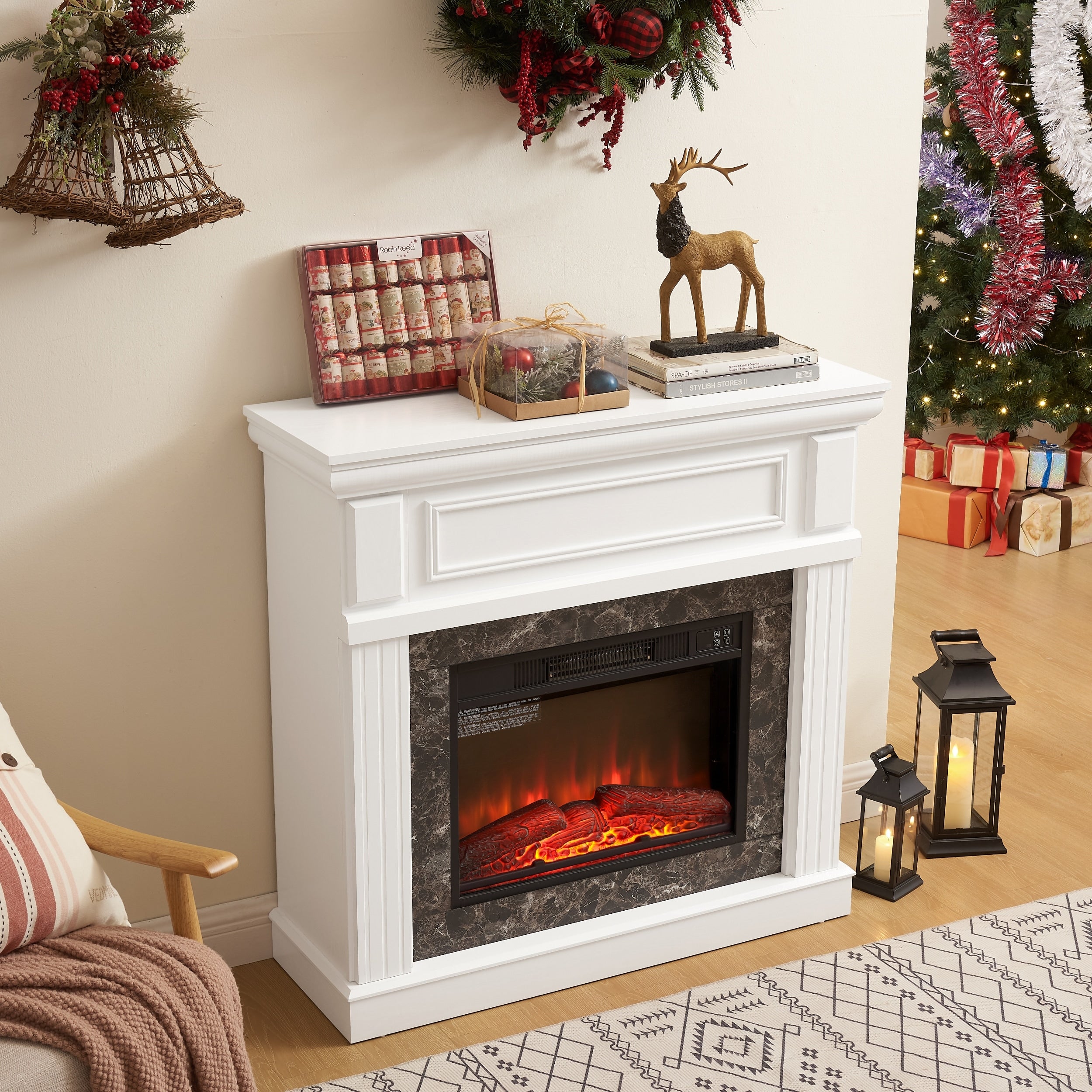 Gdfstudio Traditional Electric Fireplace With Mantel And Including Not Including 23 Inch Fireplace Insert With Remote Control