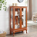 Gdfstudio Traditional Storage Curio Cabinet With Tempered Glass Doors And Lighted Display