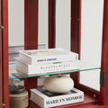 Gdfstudio Traditional Storage Lighted Glass Curio Display Cabinet With Adjustable Shelves