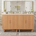 Gdfstudio Transitional Double Bathroom Vanity Set With Resin Sink Soft Close Doors Solid Wood Legs