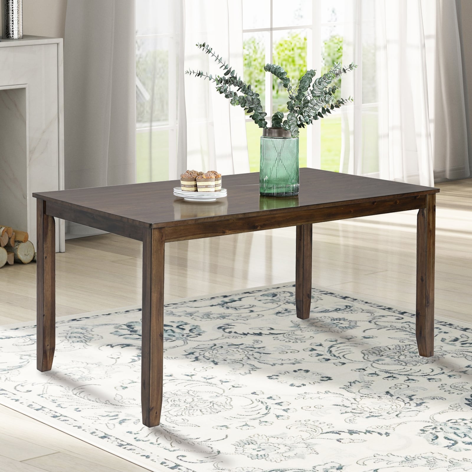Gdfstudio Unionvale 46 Modern Wooden Rectangular Dining Table With Solid Wood Tapered Base Legs Lacquer Finish 30 W