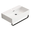 Gdfstudio Vale Modern Ceramic Wall Mounted Vessel Sink With Integrated Towel Bar And Faucet Hole