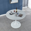 Gdfstudio Vantage Mid Century Modern Contemporary 42.1 Pedestal Tulip Dining Table With Round Top