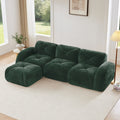Gdfstudio Velvet 3 Seater 110.6 L Shaped Sofa With 32D Sponge Movable Ottoman