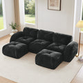 Gdfstudio Velvet 3 Seater 110.6 U Shaped Modular Sofa With 32D Sponge 2 Ottomans