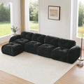 Gdfstudio Velvet 4 Seater 140.9 L Shaped Sofa With Movable Ottoman 32D Sponge
