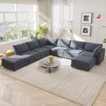 Gdfstudio Waterproof Fabric 8 Seat 127.56 Modular Sectional Sofa With Storage Solid Wood Frame