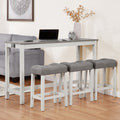 Gdfstudio White Grey 4 Piece Sofa Bar Table With 3 Upholstered Stools And Usb Charging