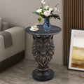 Gdfstudio Wolf Head Accent End Table Resin Animal Statue With Faux Marble Tabletop