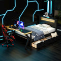 Gdfstudio Wooden Gaming Platform Bed With Led Headboard Desk Usb And Storage Drawers