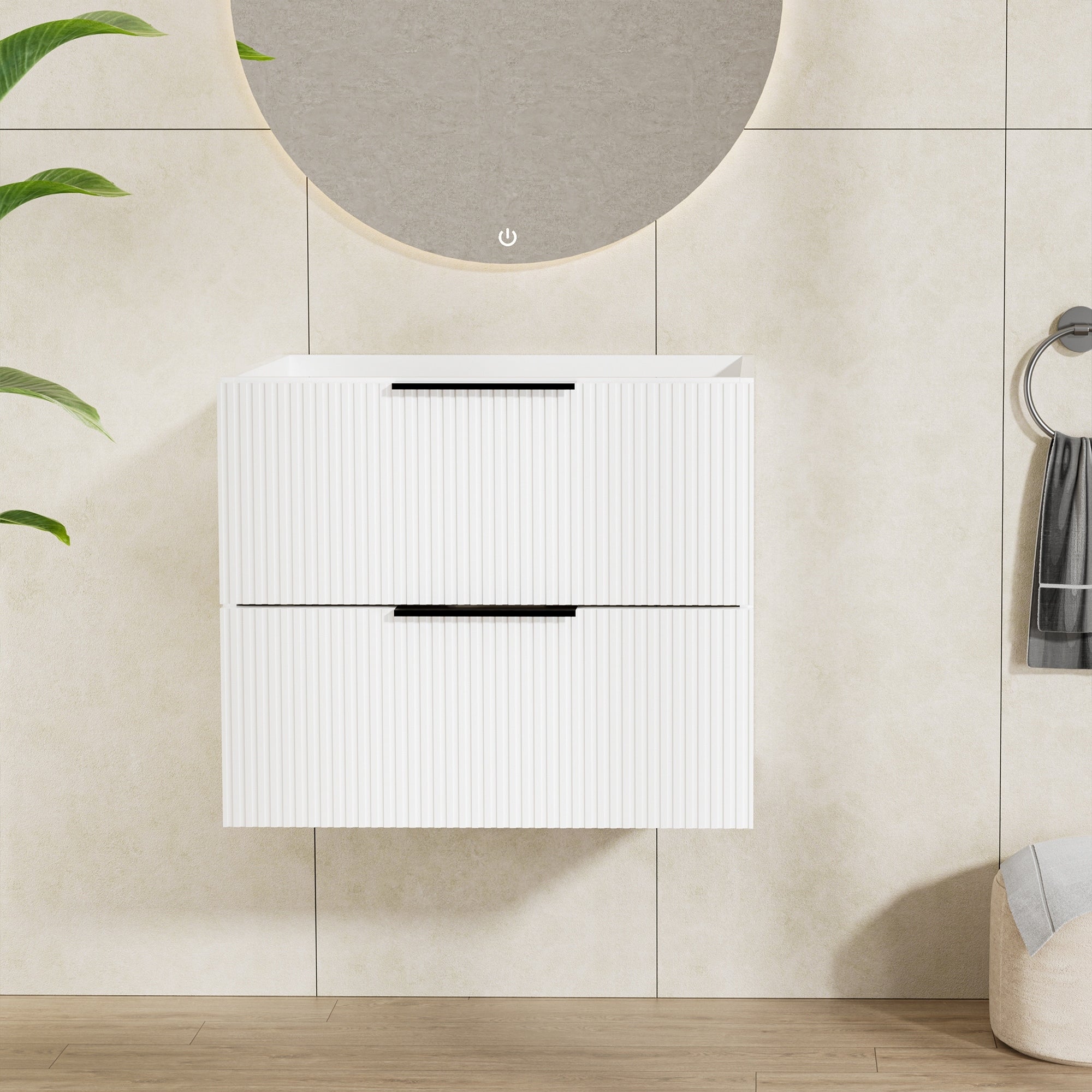 Gdfstudio Zen Modern Mid Century Wall Mounted Bathroom Vanity With 2 Soft Close Drawers Large Storage Spaces Without Sink