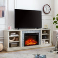 Gdfstudio Alaric Wood 70 Tv Stand With 23 Fireplace Insert And Storage