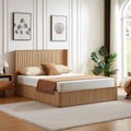 Gdfstudio Alden Queen Platform Bed With 44 Corrugated Wave Wood Headboard No Box Spring Needed