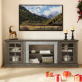 Gdfstudio Alice Wood 70 Tv Stand With Faux Stone Surround And 2 Door Storage