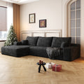 Gdfstudio Asher 107 L Shape Cloud Sectional Couch No Assembly Plush Corduroy Deep Seat Chaise