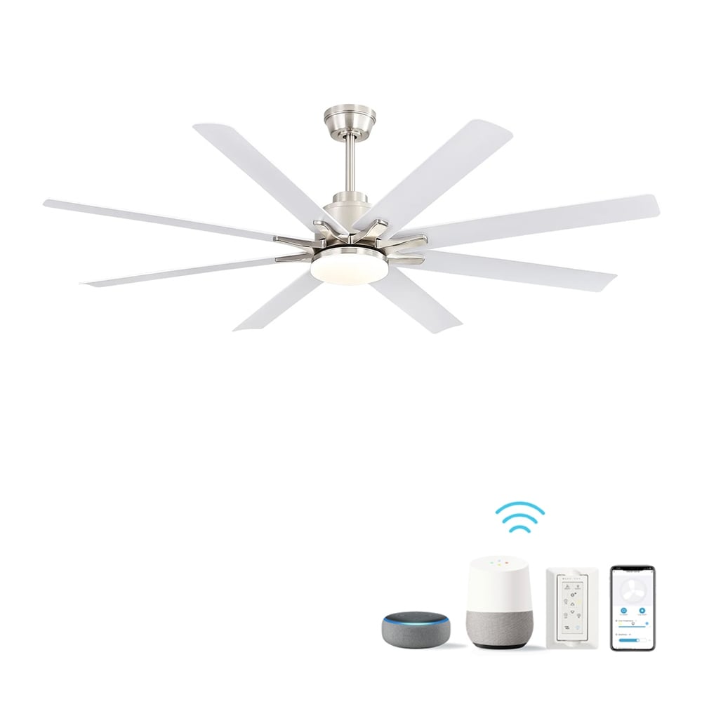 Gdfstudio Asher 66 Large Ceiling Fan With 8 Abs Blades Dimmable Led Smart App Voice Control Remote