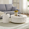 Gdfstudio Aurelian Imitation Stone And Fiberglass Round Center Coffee Table Set