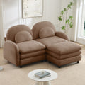 Gdfstudio Avery Teddy Fabric 2 Seat Sectional Sofa With Movable Ottoman And Double Layer Cushions