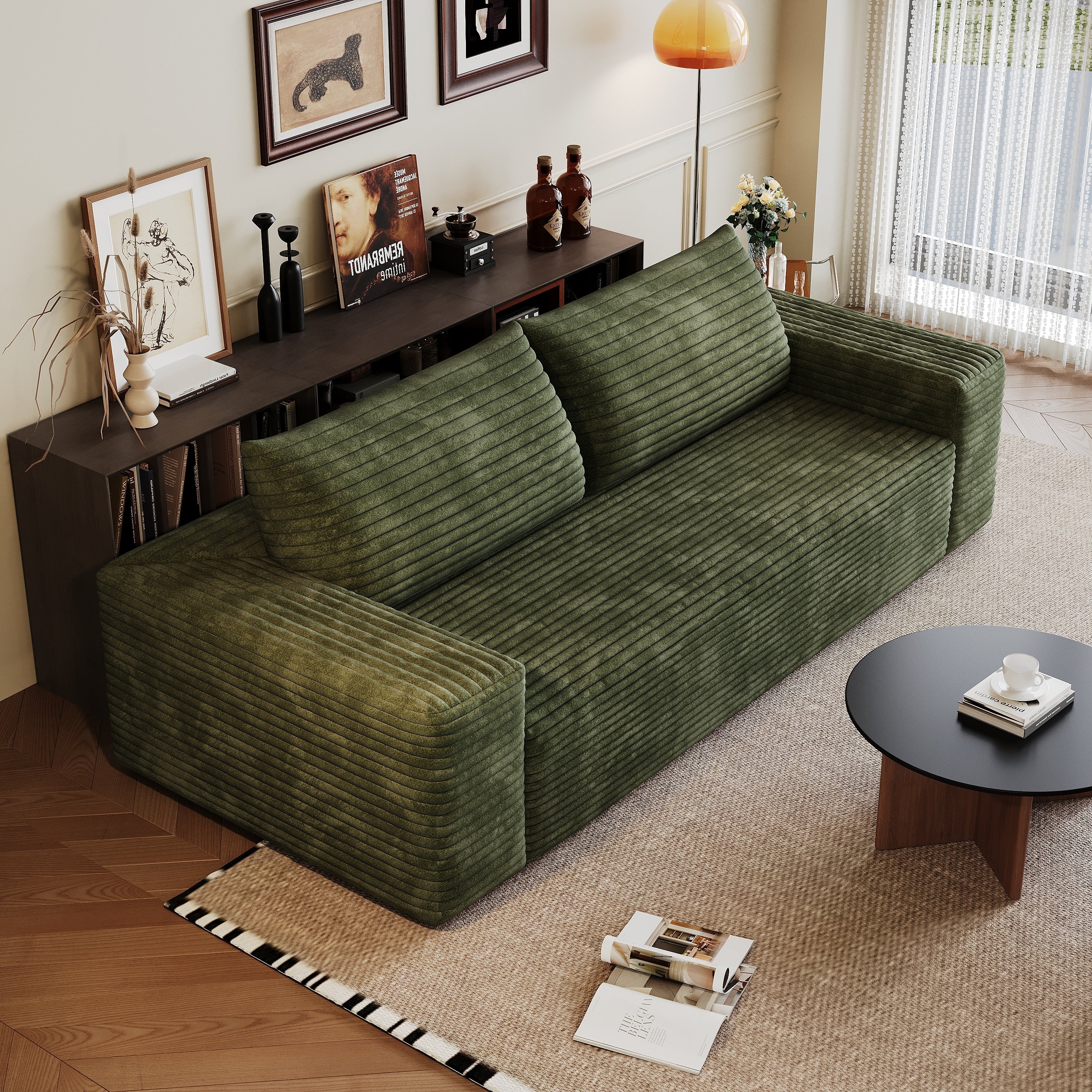 Gdfstudio Blake 71 3 Seater Corduroy Sofa Deep Seat Couch No Assembly High Density Sponge