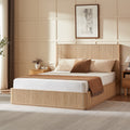Gdfstudio Briar Queen Platform Bed With 44 Natural Wavy Wood Grain Headboard No Box Spring