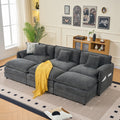 Gdfstudio Casey 109 Deep Seat Modular Cloud Chenille Sofa Sleeper With 3 Ottomans