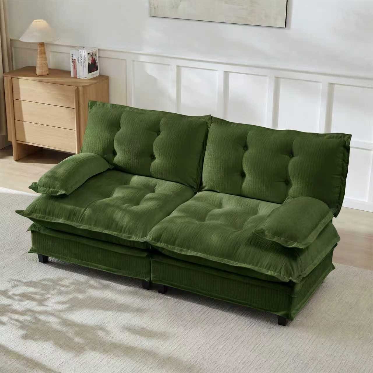 Gdfstudio Caspian Finch 77 Loveseat Modular Sectional Couch With Chenille Fabric Lattice Decor Seat Cushion