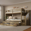 Gdfstudio Caspian Finch Twin Xl Bunk Bed With Storage Staircase Trundle And Wardrobe