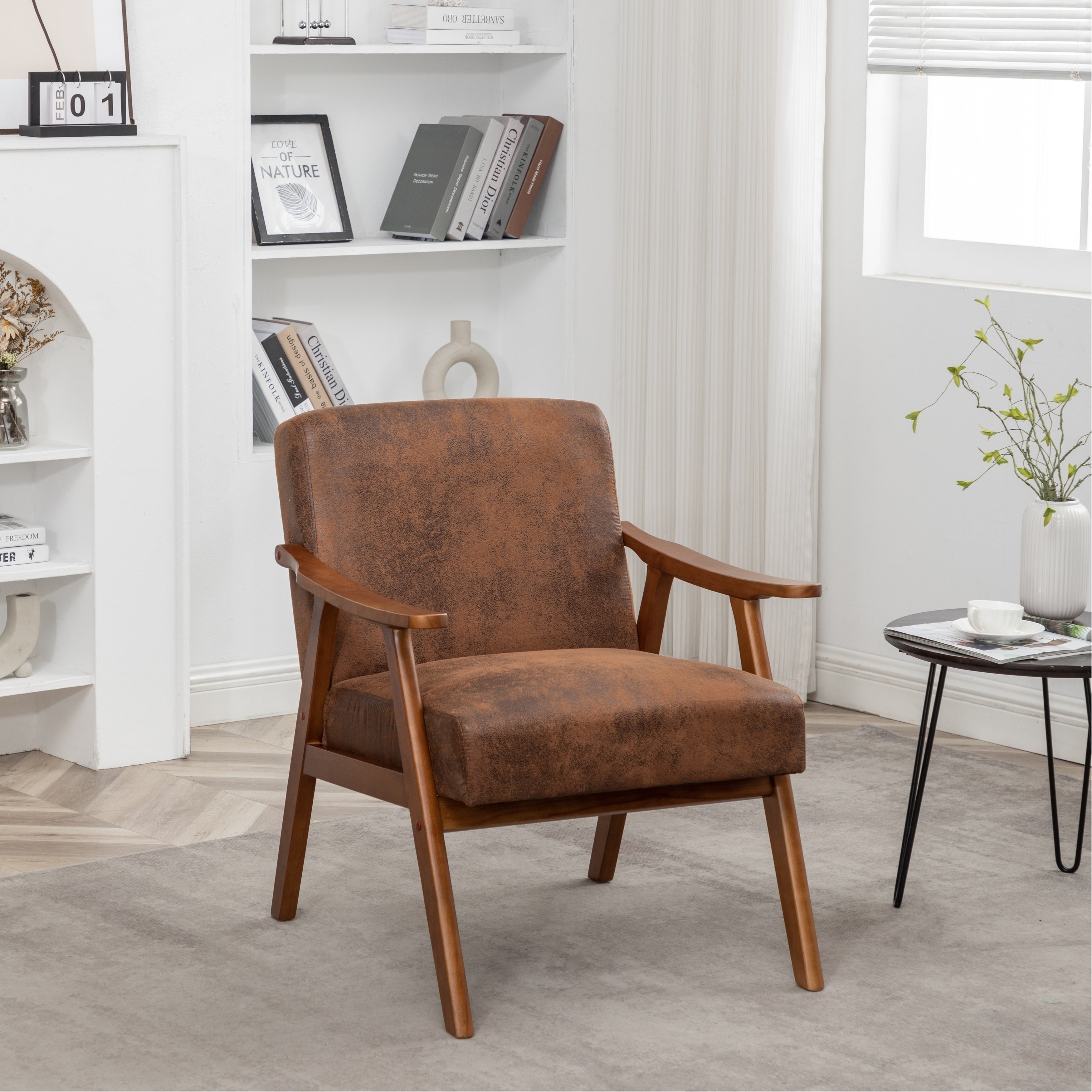 Gdfstudio Cressida Hale Accent Chair With Microfiber Upholstery And Solid Wood Frame Space Saving Design