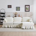 Gdfstudio Dashiell Farrow 103 L Shaped Chenille Sectional Sofa With Removable Ruffled Skirt Ottoman Flared Arms
