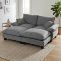 Gdfstudio Drew 76 Sailboat Loveseat With 2 Movable Ottomans 2 Pillows Chenille For Apartments