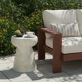 Gdfstudio Drift Mushroom Shaped Outdoor Concrete Side Table With Travertine Texture Mgo
