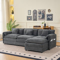 Gdfstudio Eden 109 L Shaped Modular Cloud Sofa With Ottoman Chenille Deep Seat Grey