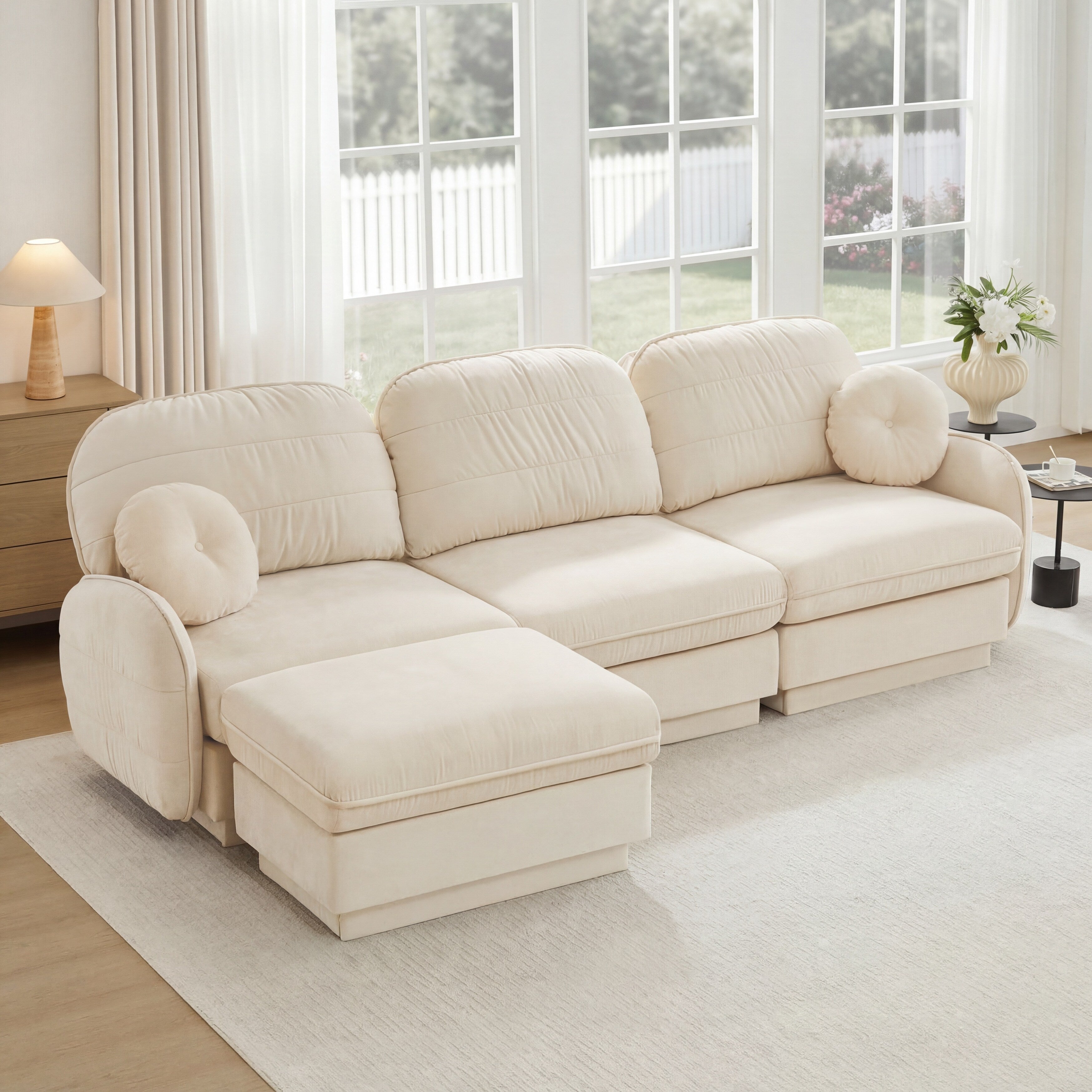 Gdfstudio Eira Sterling 105 Oversize Chenille L Shaped Sofa With Movable Ottoman Deep Seat