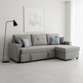 Gdfstudio Elowen Ashby Convertible L Shaped Sectional Sleeper Sofa Bed With Linen Fabric Pull Out Couch