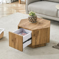 Gdfstudio Elowen Wood Coffee Table With Hexagonal Design And Drawer