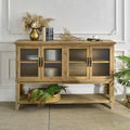 Gdfstudio Evander Rectangle Wooden Cabinet With Storage Shelf And Glass Door