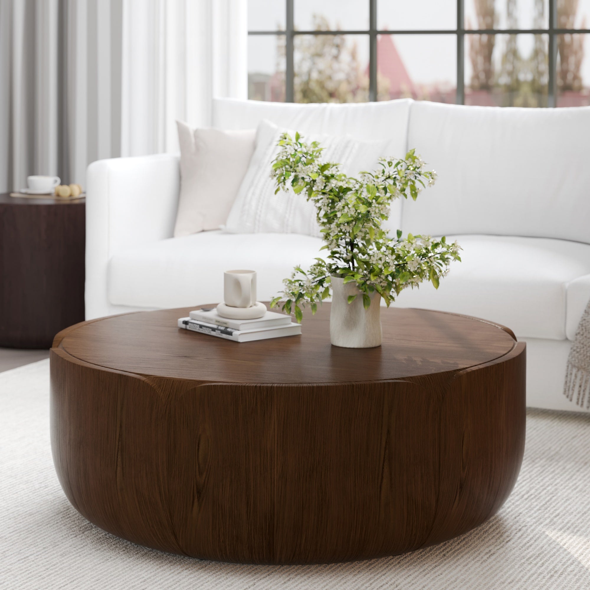 Gdfstudio Evandor Tulip Shaped Magnesium Oxide Coffee Table For Indoor And Outdoor