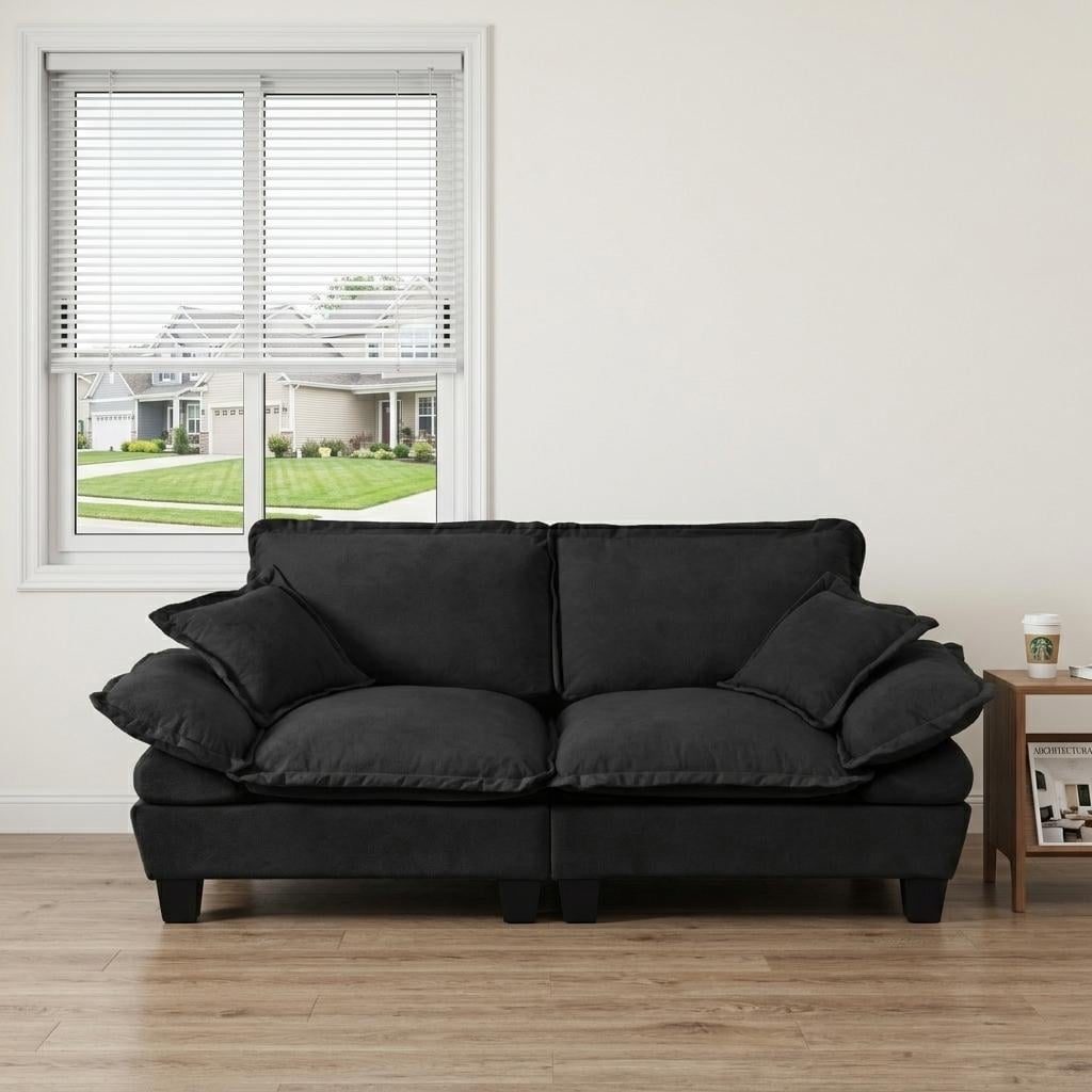 Gdfstudio Finn 76 Chenille Sailboat Sofa 2 Seater Modular Loveseat With Curved Armrests For Small Spaces
