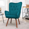 Gdfstudio Finn Mid Century Modern Wingback Accent Chair With Button Tufting Solid Wood Splayed Legs Armchair