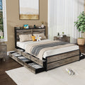 Gdfstudio Haven Bed Frame With Storage Headboard And 12 Drawers Metal Platform No Box Spring