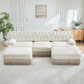 Gdfstudio Imogen Blythe U Shaped Chesterfield Style Sofa With Velvet Fabric Button Tufted Tassel Skirt