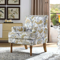 Gdfstudio Iris Ashford Floral Accent Chair With Nailhead Trim 9 Solid Wood Legs High Density Foam Seat