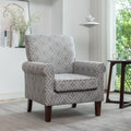Gdfstudio Ivy Traditional Rolled Arm Armchair With Solid Birch Wood Frame Printed Cloth Upholstered Accent Chair