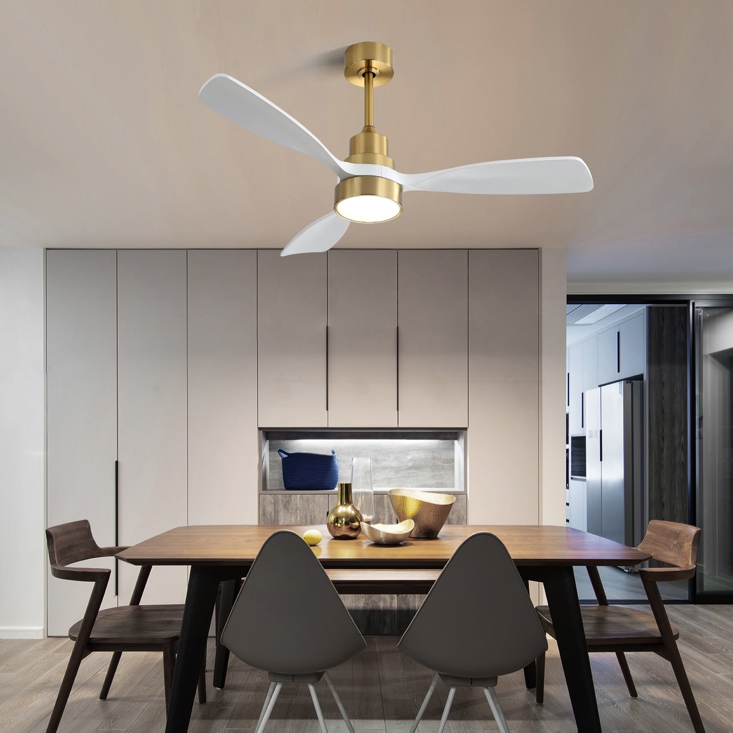 Gdfstudio Jasper 48 Wood Ceiling Fan With 3 Solid Wood Blades Dc Motor Remote Reversible