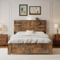 Gdfstudio Jasper Bed Frame With 2 Storage Drawers 2 Usb Ports Industrial Rustic Style