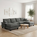 Gdfstudio Jordan 130 U Shape Sailboat Chenille Sofa 6 Seater With Movable Ottomans
